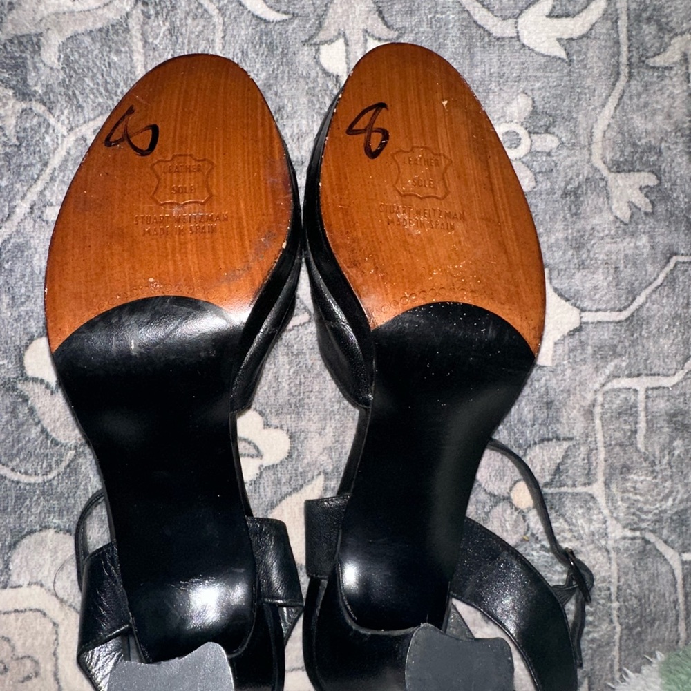 Stuart Weitzman Black Peep-Toe Heels - Picture 3 of 7